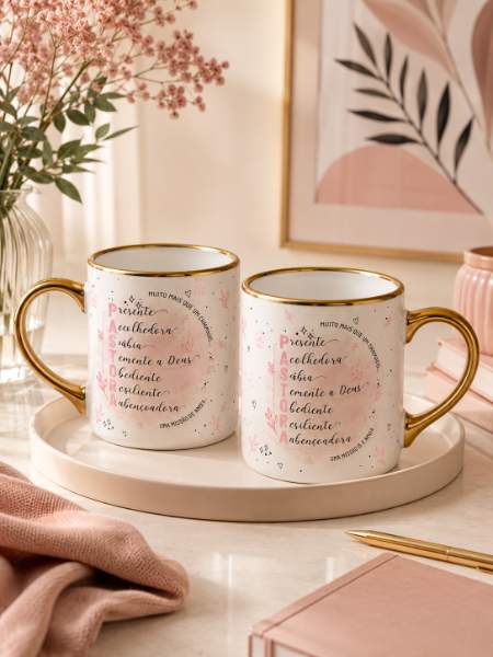 Caneca Imperial de Porcelana Pastor e Pastora C287