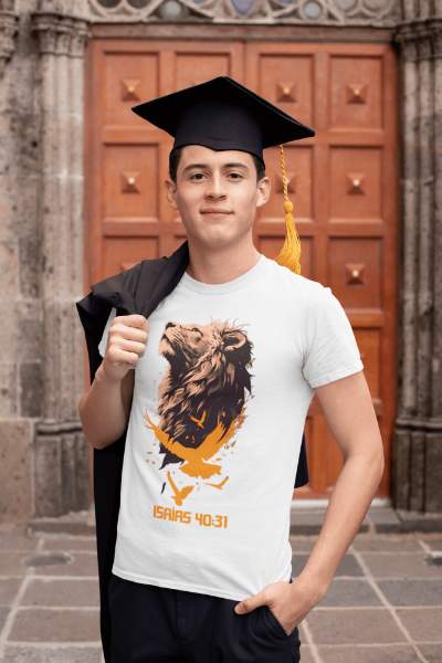 Camiseta Malha Fria Pv Leão e Águia Isaías 40:31